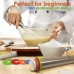 Stainless Steel Rolling Pin with Thickness Rings - Large Heavy Duty Adjustable Roller with Silicone Baking Mat for Dough Pizza Pastry Pie Pasta and Cookies (17 inch rolling pin) - B01IJAPTDK